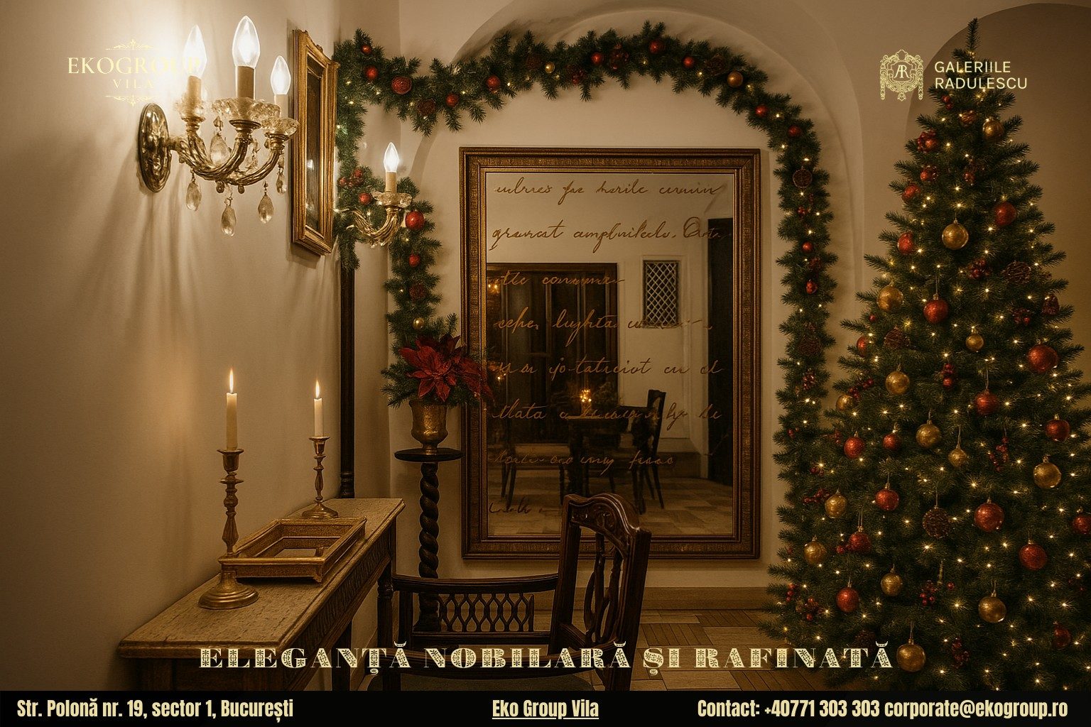 Decoratiuni de Craciun in stil interbelic: Eko Group Vila dezvaluie eleganta nobiliara a anilor ’30